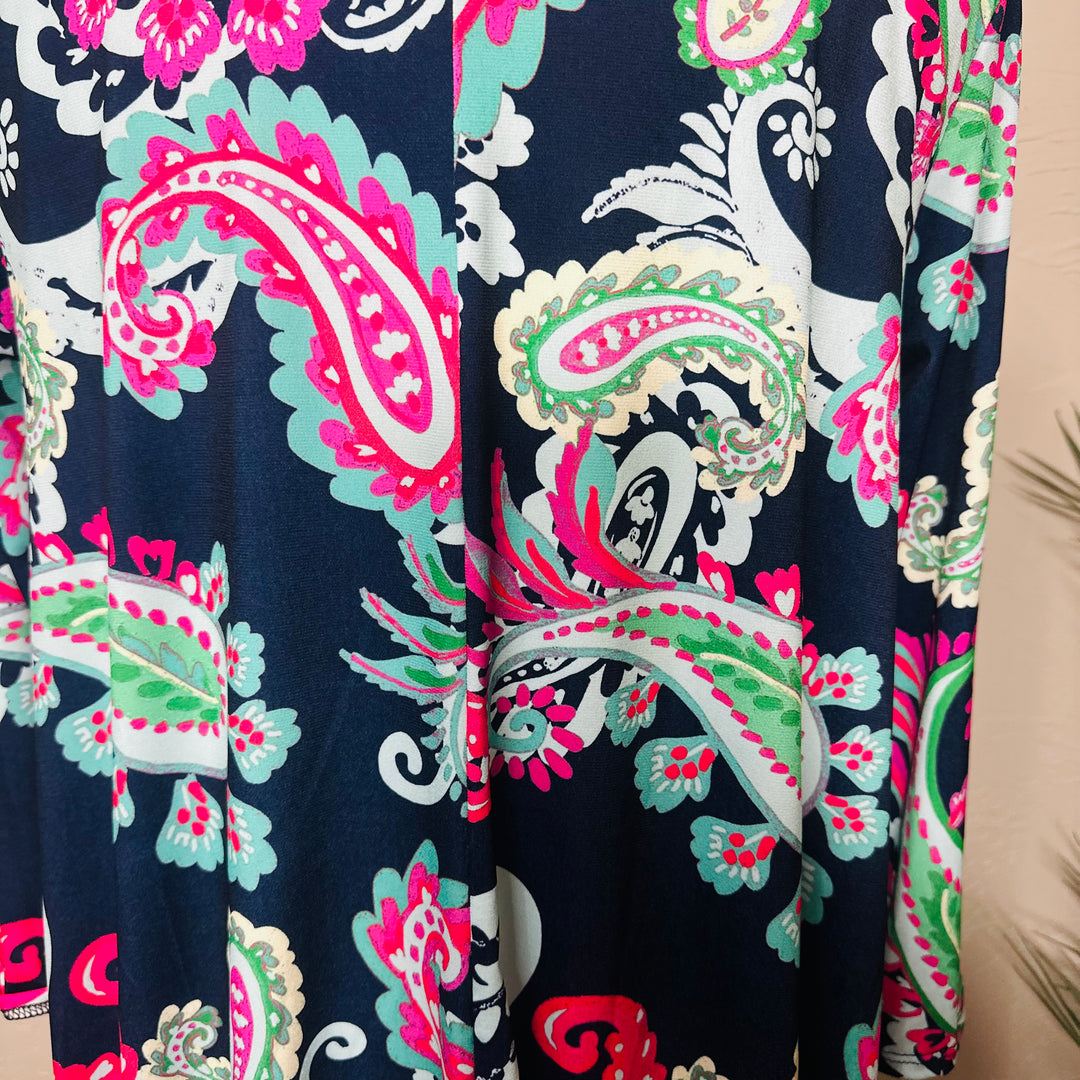 Liza Lou’s Ladies Asymmetrical Cheery Paisley Print Tunic Top
