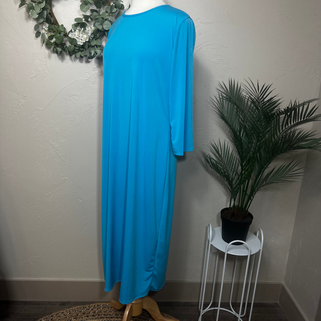 Liza Lou’s Turquoise Blue Modest Layering Dress