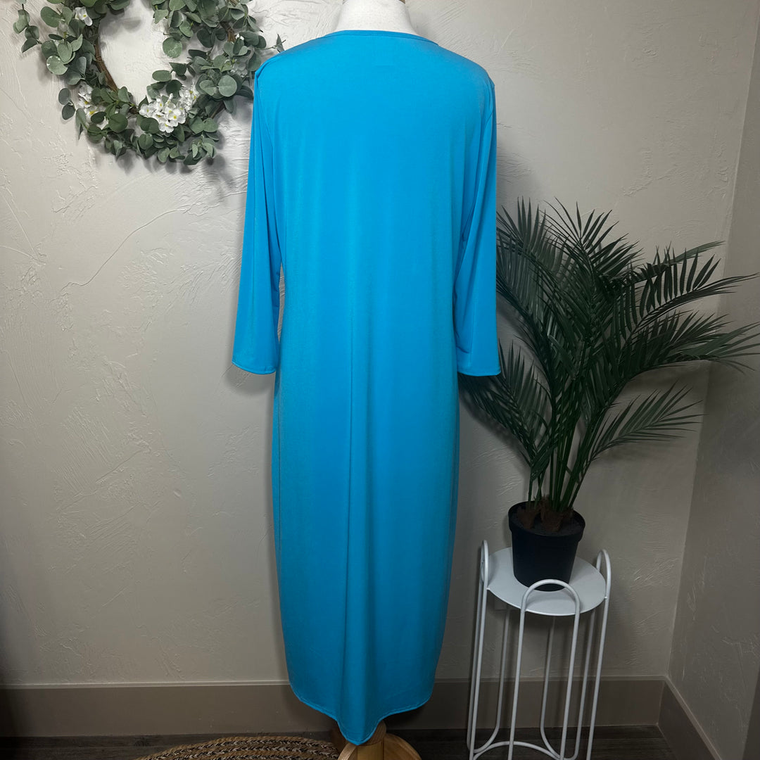 Liza Lou’s Turquoise Blue Modest Layering Dress