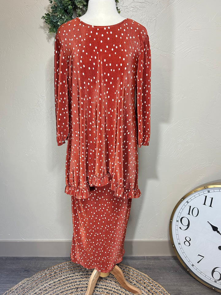 Liza’s Accordion Bodre Polka Dot Asymmetrical Tunic Top