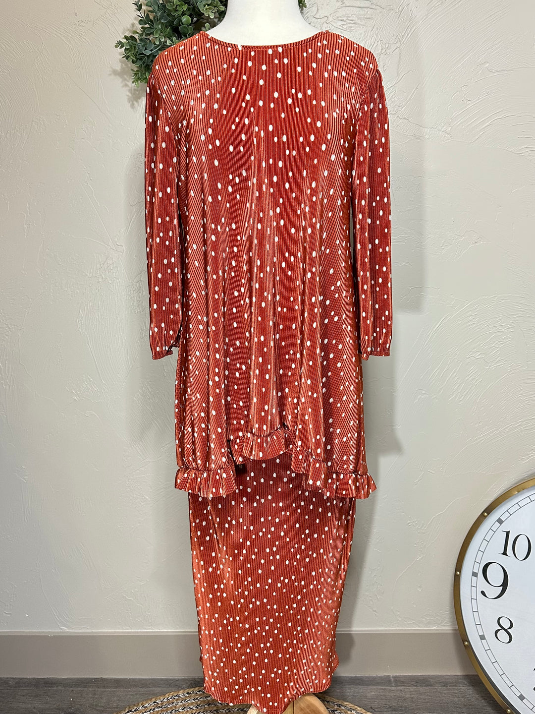 Liza’s Accordion Bodre Polka Dot Asymmetrical Tunic Top