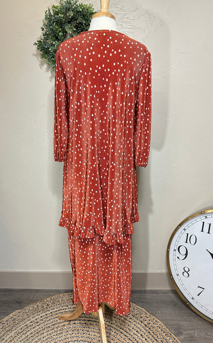 Liza’s Accordion Bodre Polka Dot Asymmetrical Tunic Top