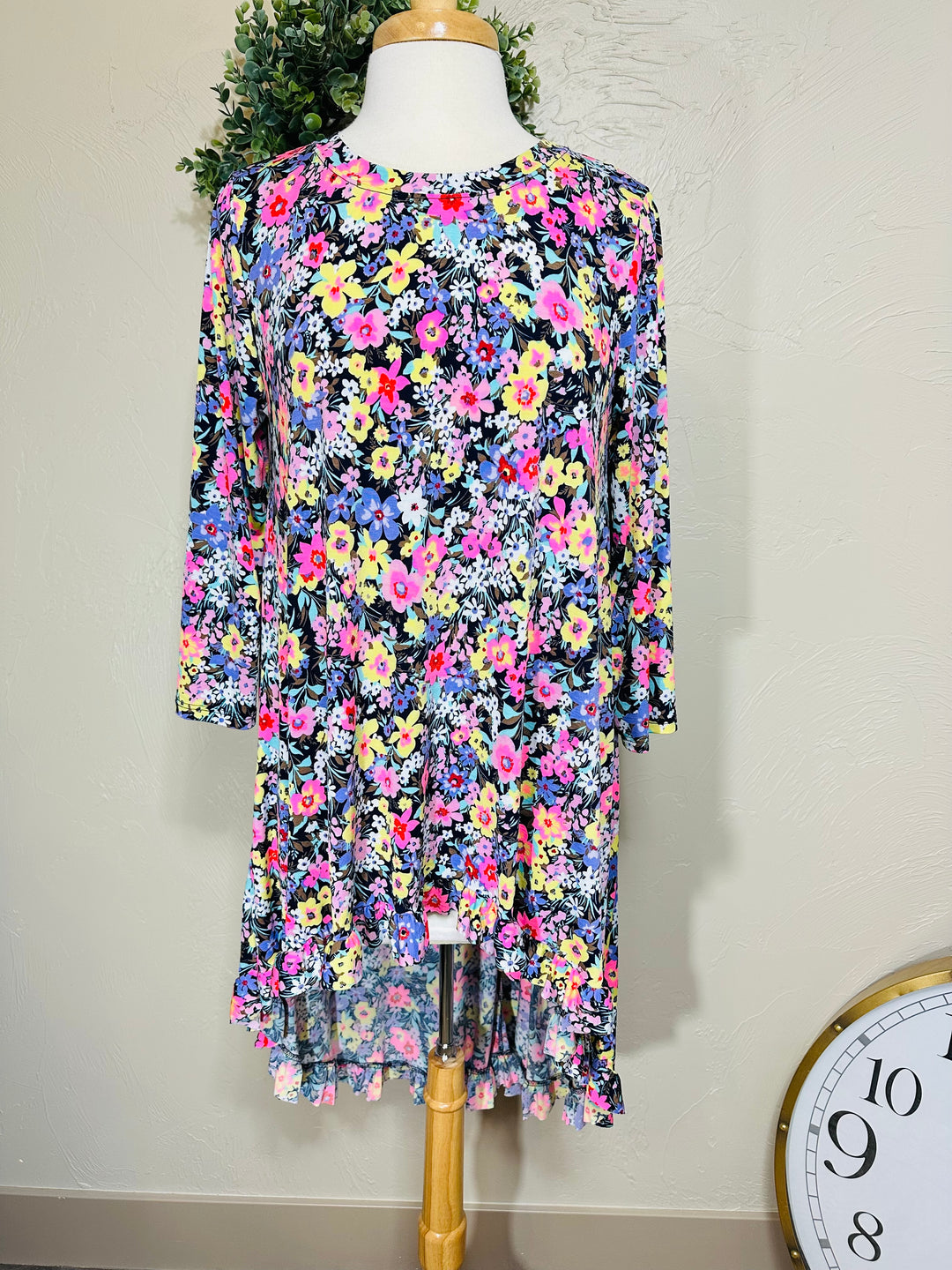 Springtime Floral High Low Tunic Top