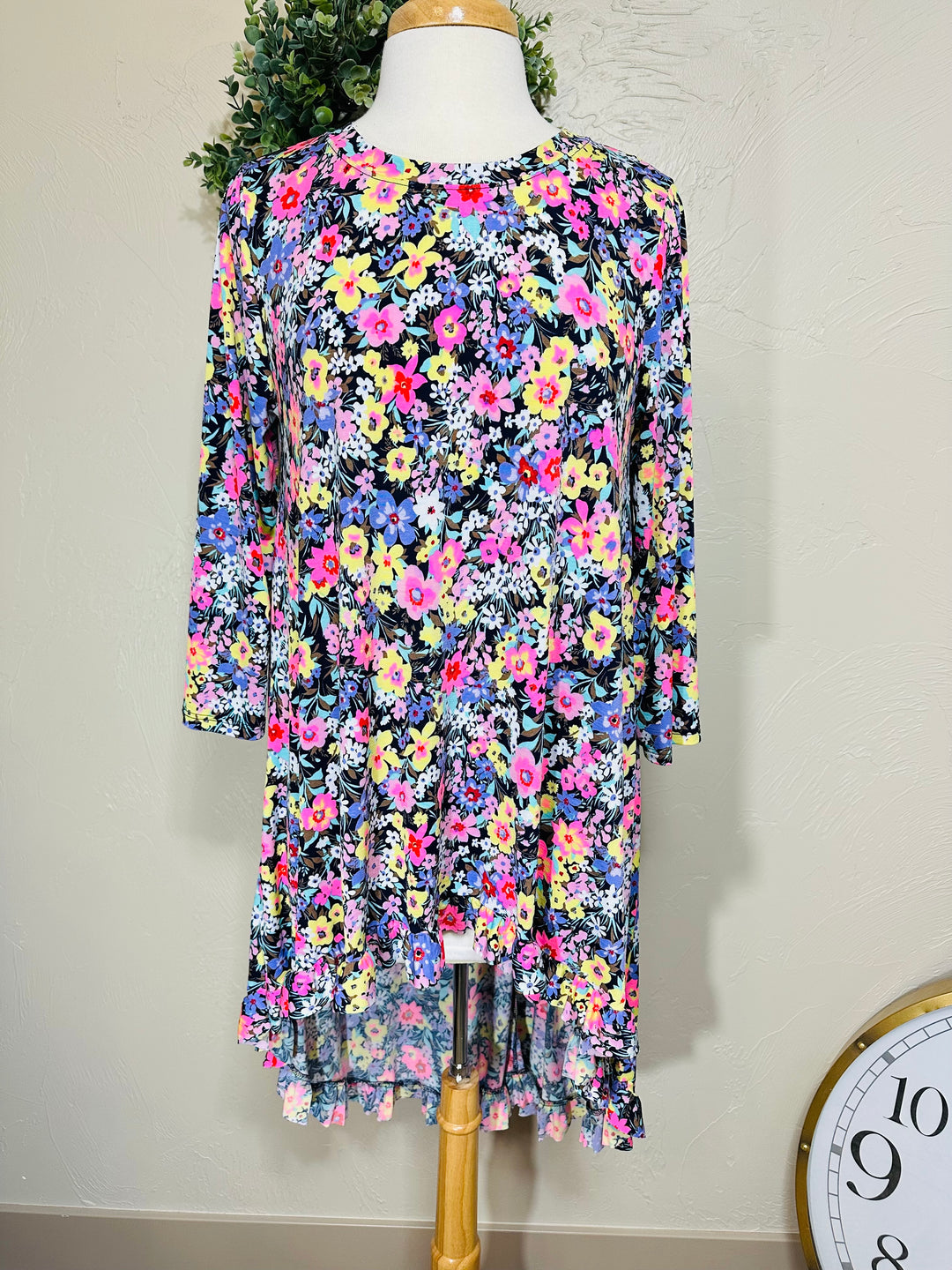 Springtime Floral High Low Tunic Top