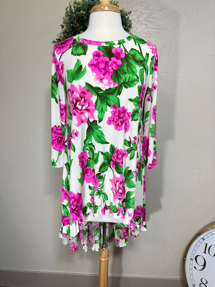 Liza Lou's Rose Floral High Low Tunic Top