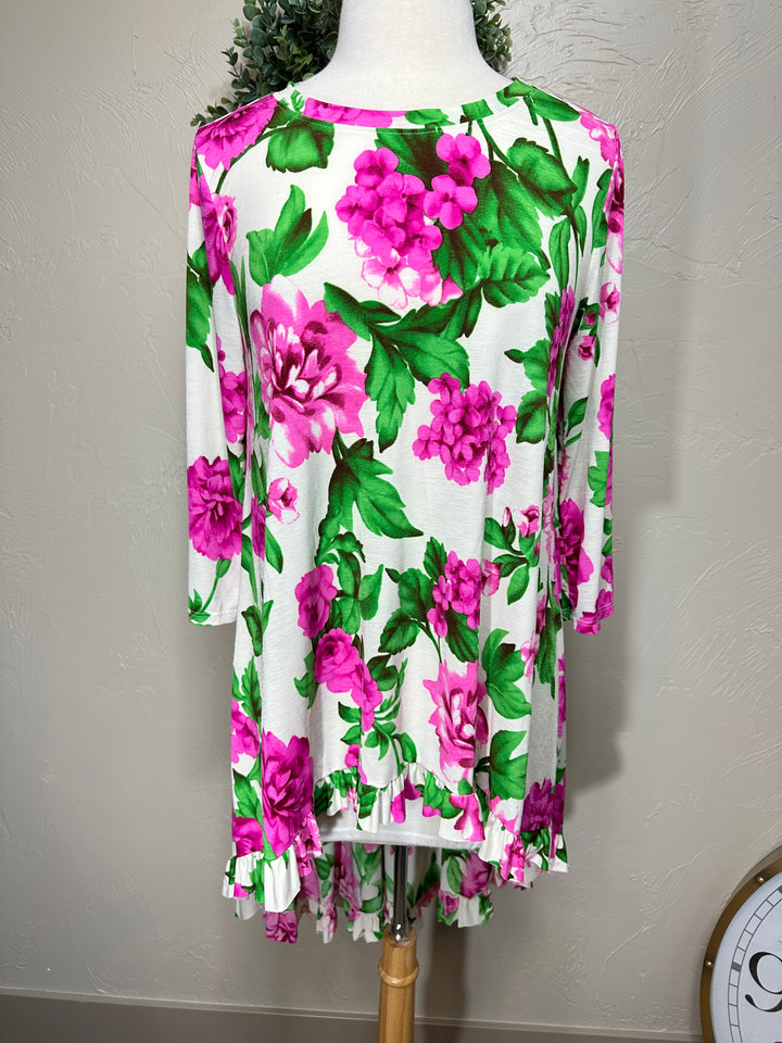 Liza Lou's Rose Floral High Low Tunic Top