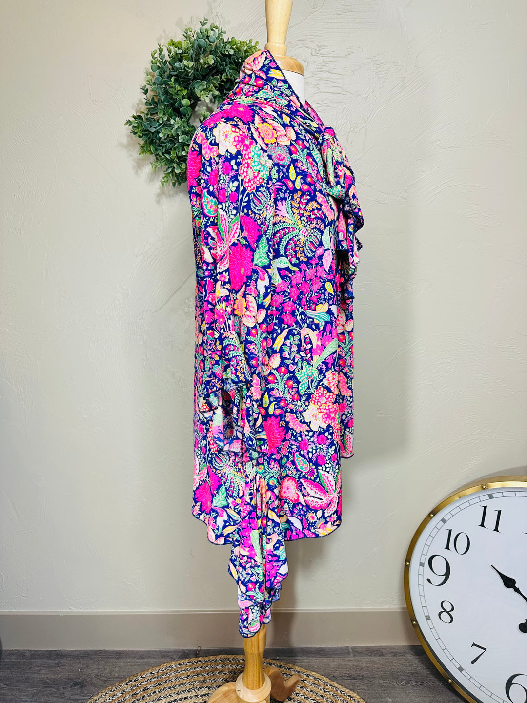 Liza Lou’s Colorful Paisley Asymmetrical Tunic Top with Tie