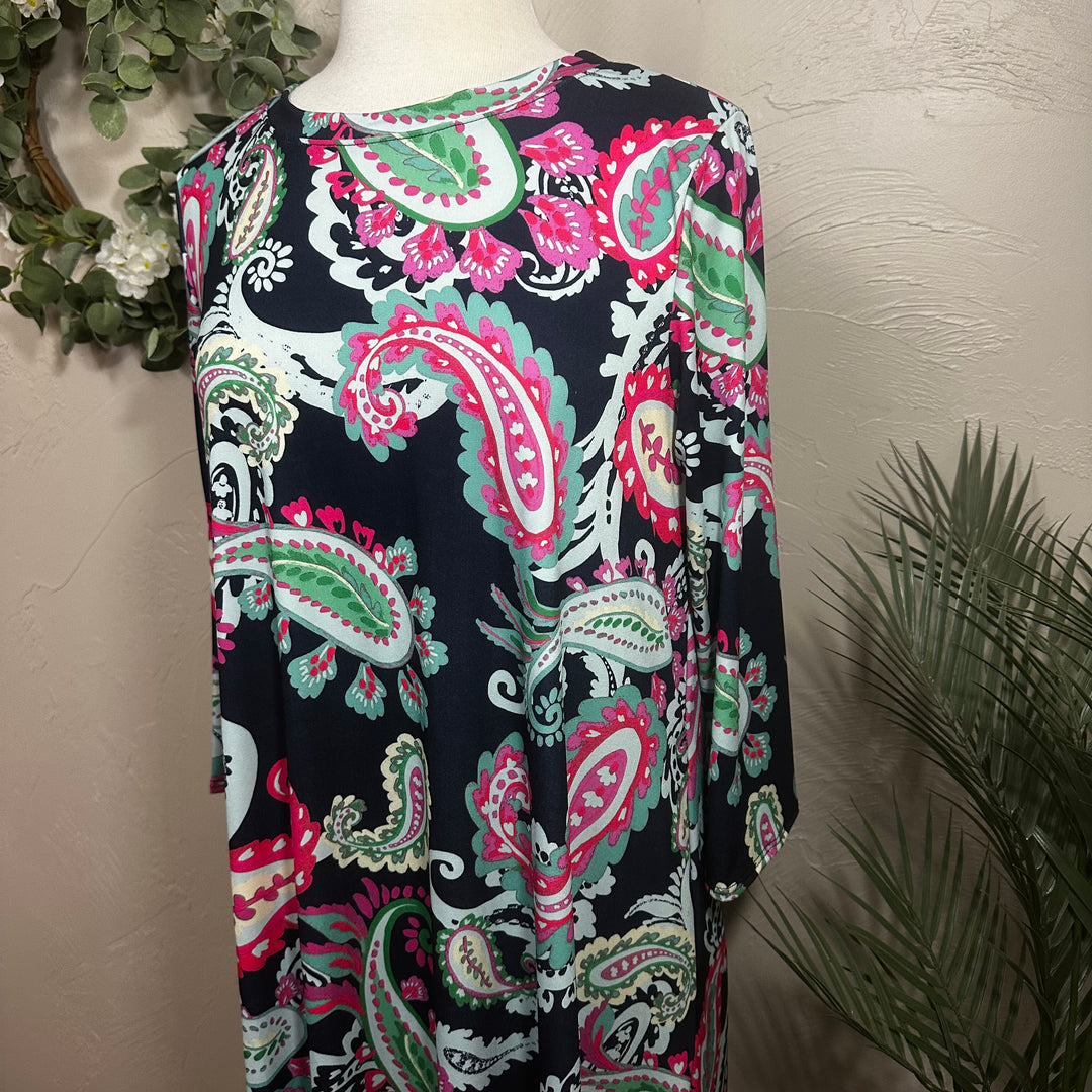 Liza Lou's Vivian Paisley Colorful Modest Women's Dress