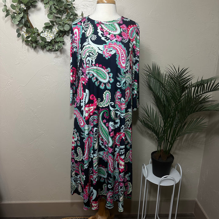 Liza Lou's Vivian Paisley Colorful Modest Women's Dress