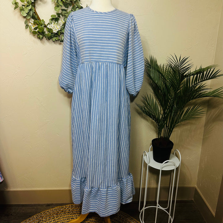 Liza Lou’s Blue White Striped Candice Dress