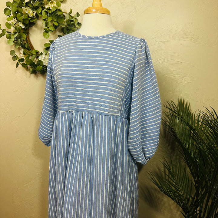 Liza Lou’s Blue White Striped Candice Dress