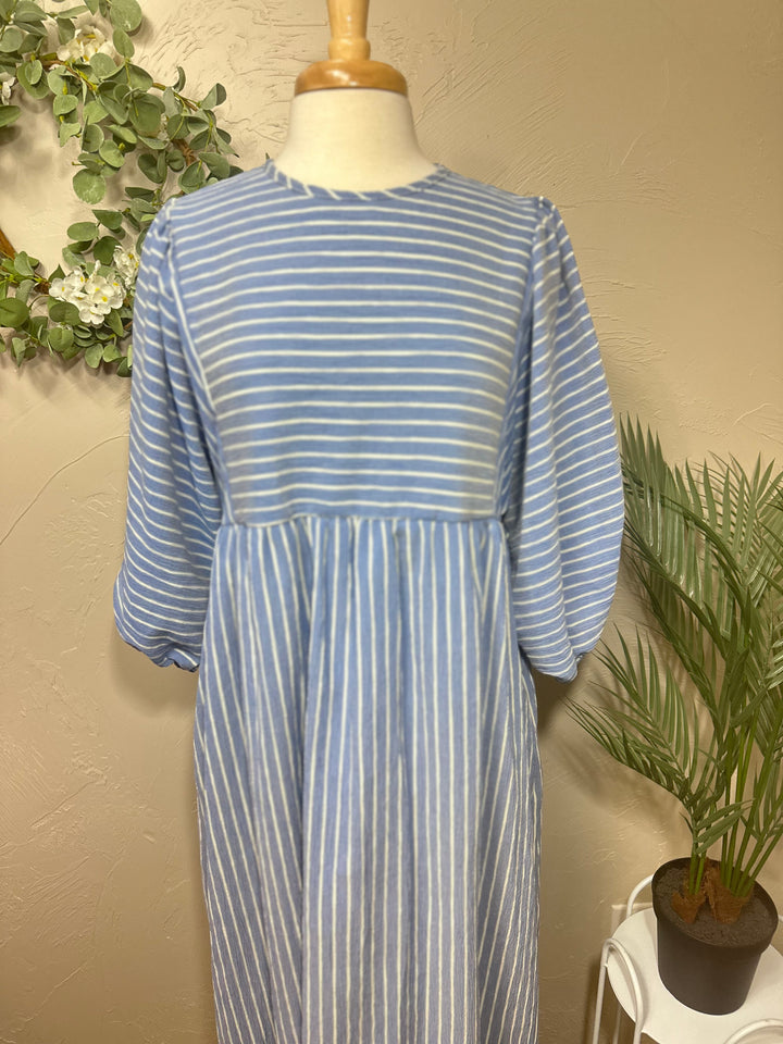 Liza Lou’s Blue White Striped Candice Dress