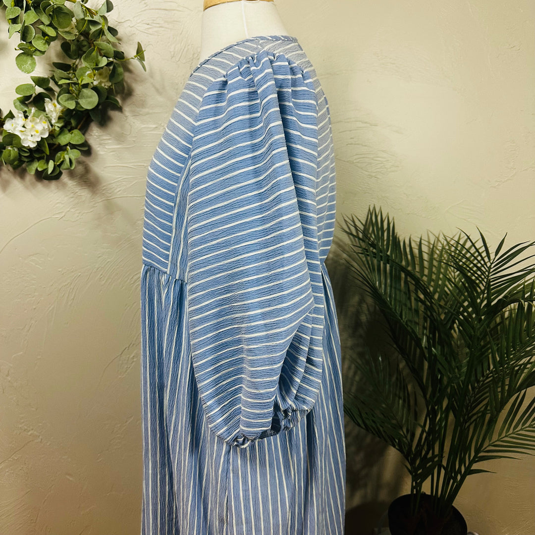 Liza Lou’s Blue White Striped Candice Dress