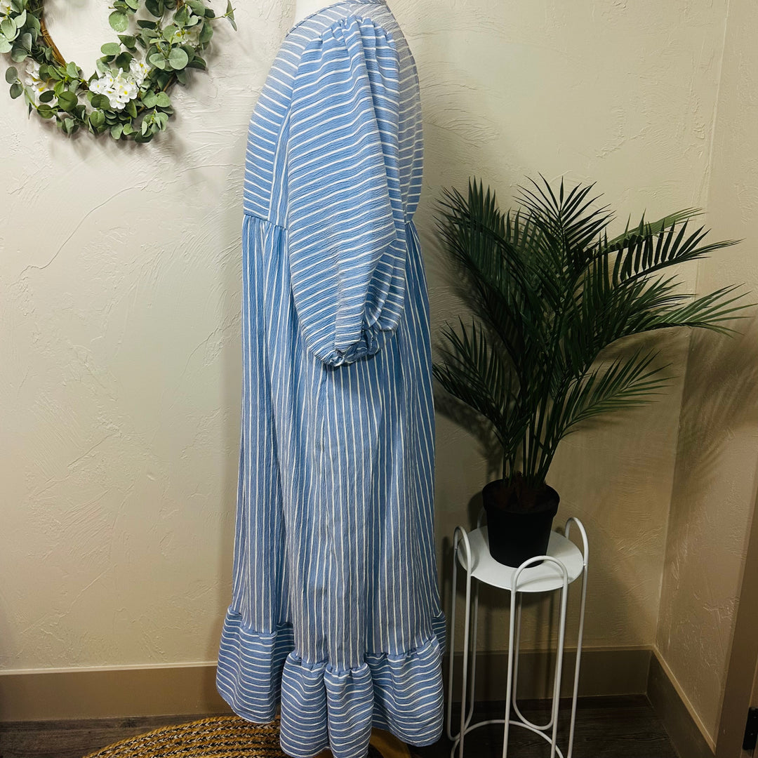 Liza Lou’s Blue White Striped Candice Dress
