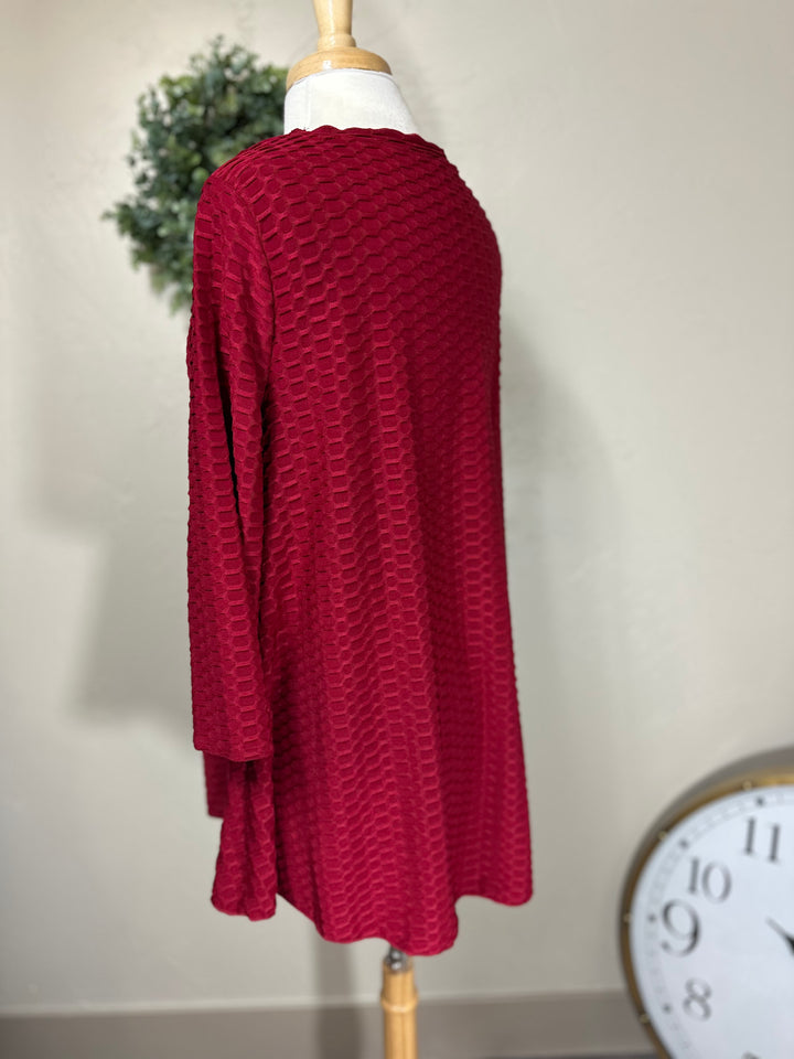 Liza Lou's Modest Deep Marsala Red Honeycomb Tunic Top