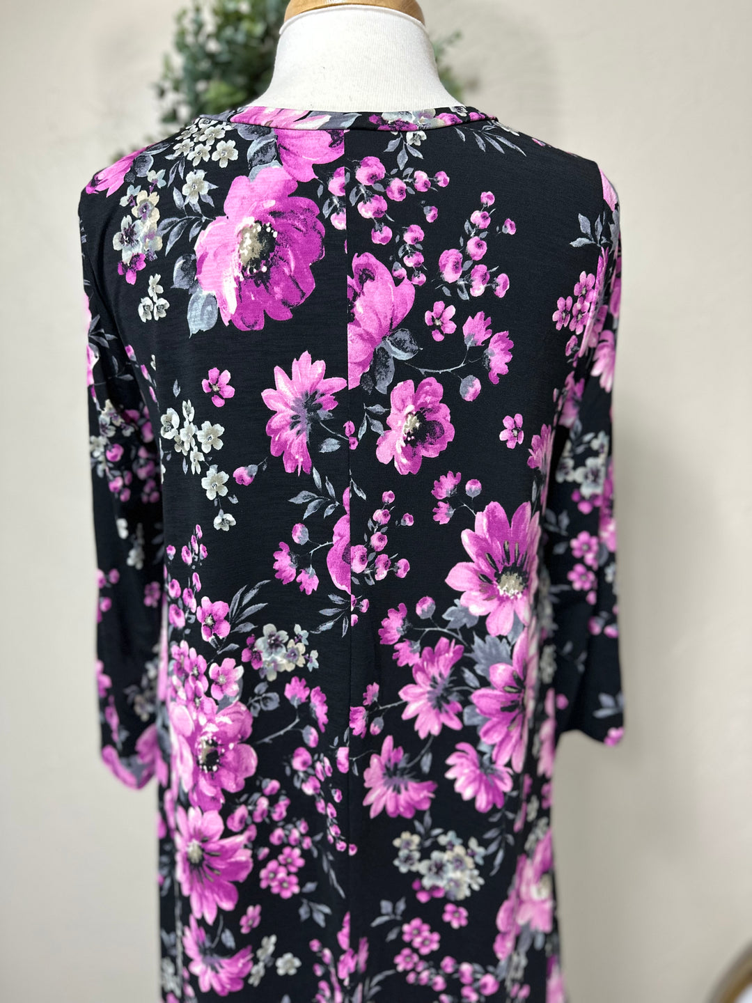 Liza Lou's Purple Pink Rose Floral High Low Tunic Top