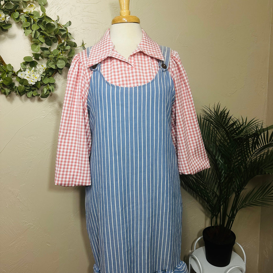 Liza Lou's Pink & White Gingham Checkered Blouse