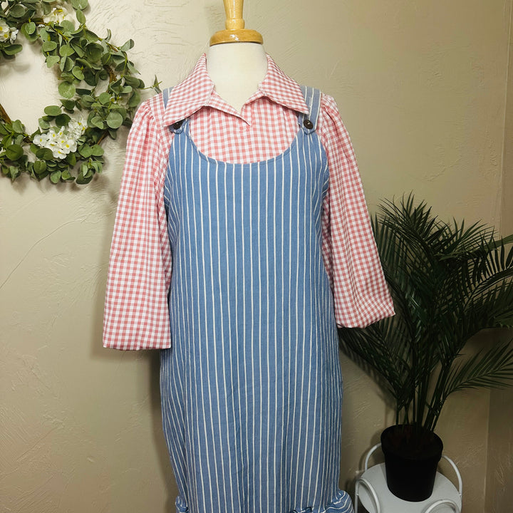 Liza Lou's Pink & White Gingham Checkered Blouse