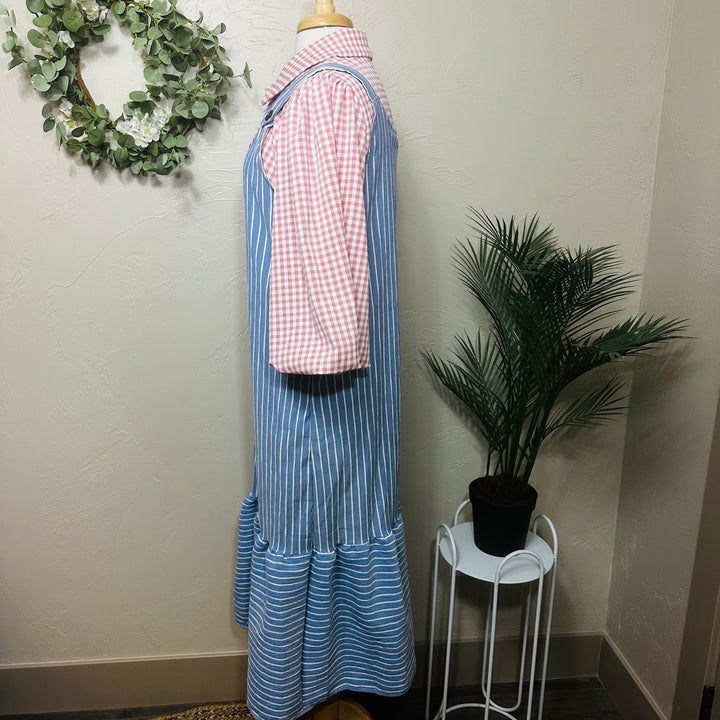 Liza Lou's Pink & White Gingham Checkered Blouse