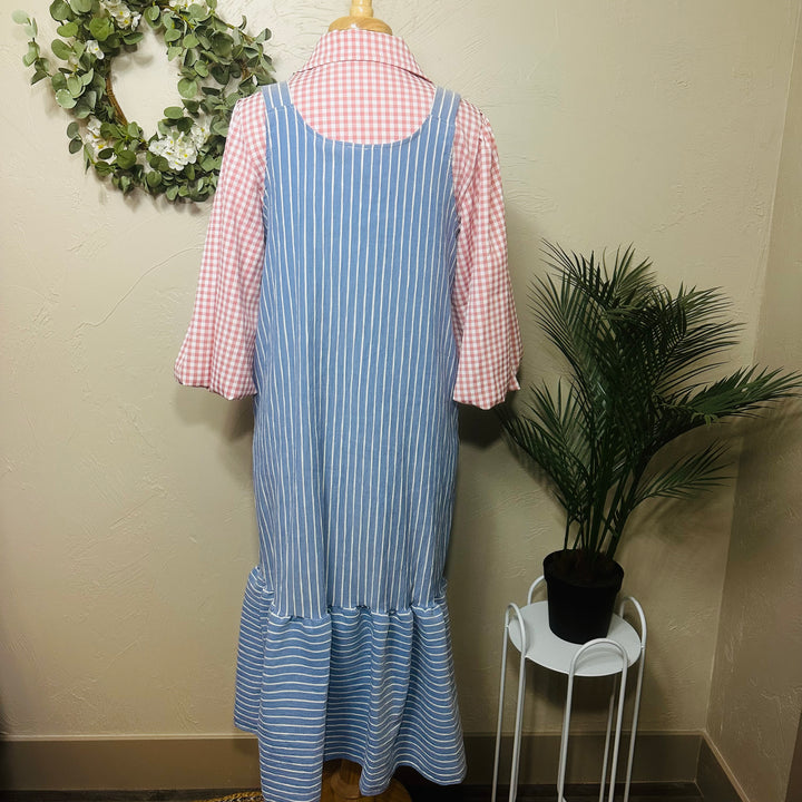 Liza Lou's Pink & White Gingham Checkered Blouse