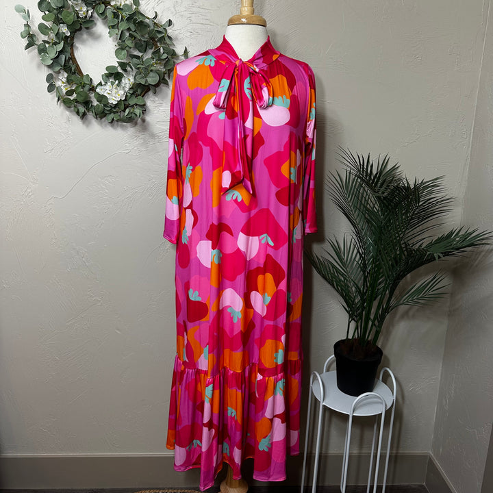 Liza Lou’s Modest Regina Colorful Bright Long Dress with Tie