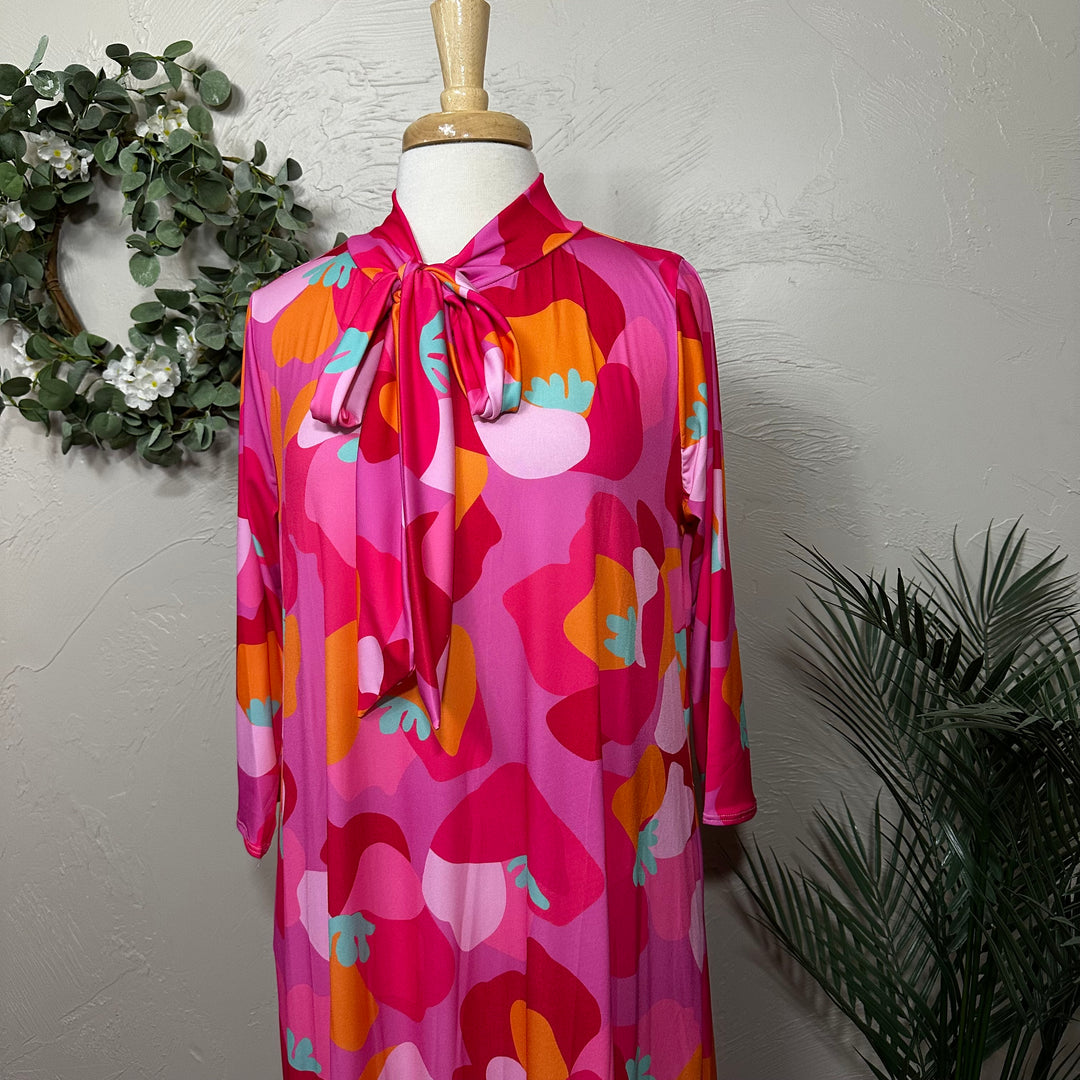 Liza Lou’s Modest Regina Colorful Bright Long Dress with Tie