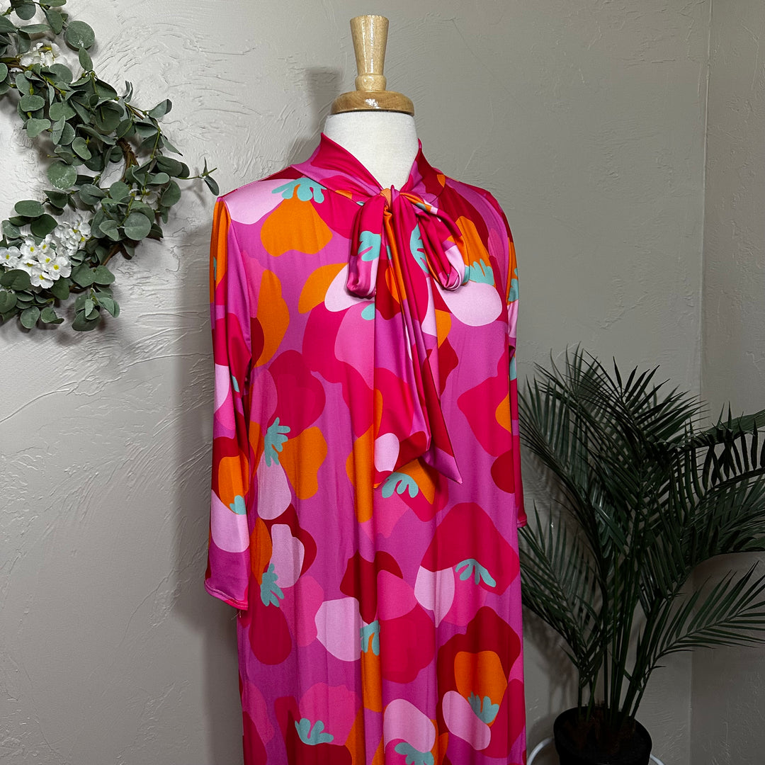 Liza Lou’s Modest Regina Colorful Bright Long Dress with Tie