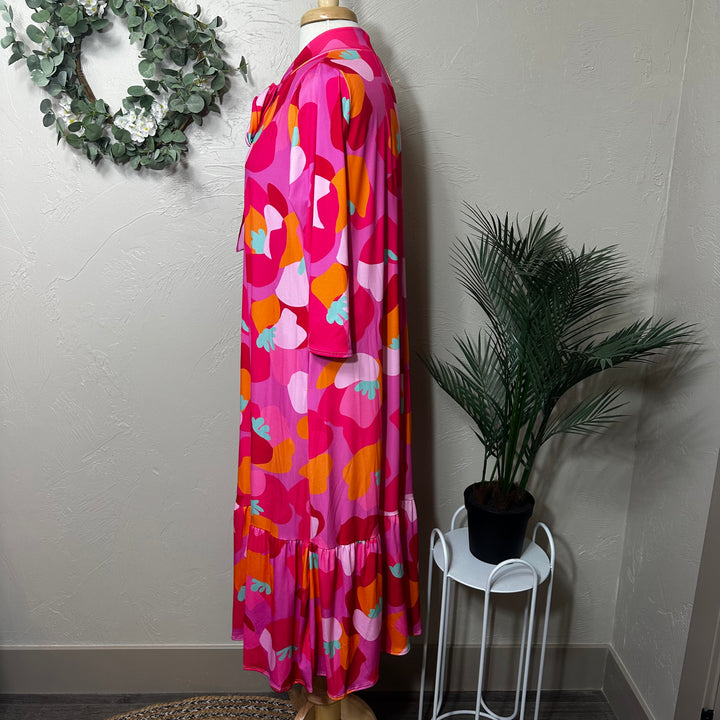 Liza Lou’s Modest Regina Colorful Bright Long Dress with Tie