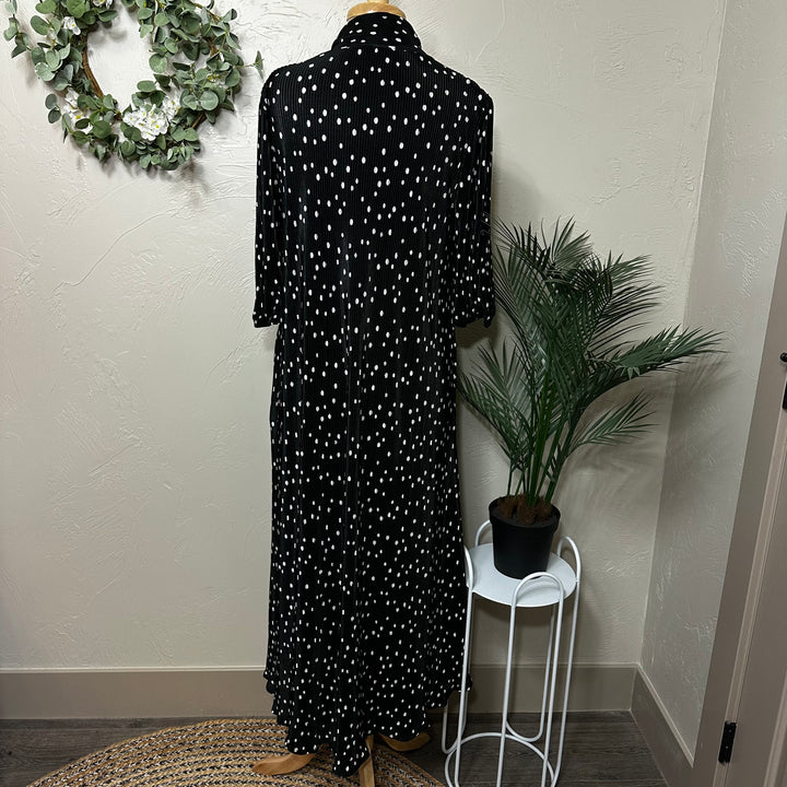 Liza Lou's Lavon Bodre Black with Polka Dots Long Modest Dress w/ Bow Tie