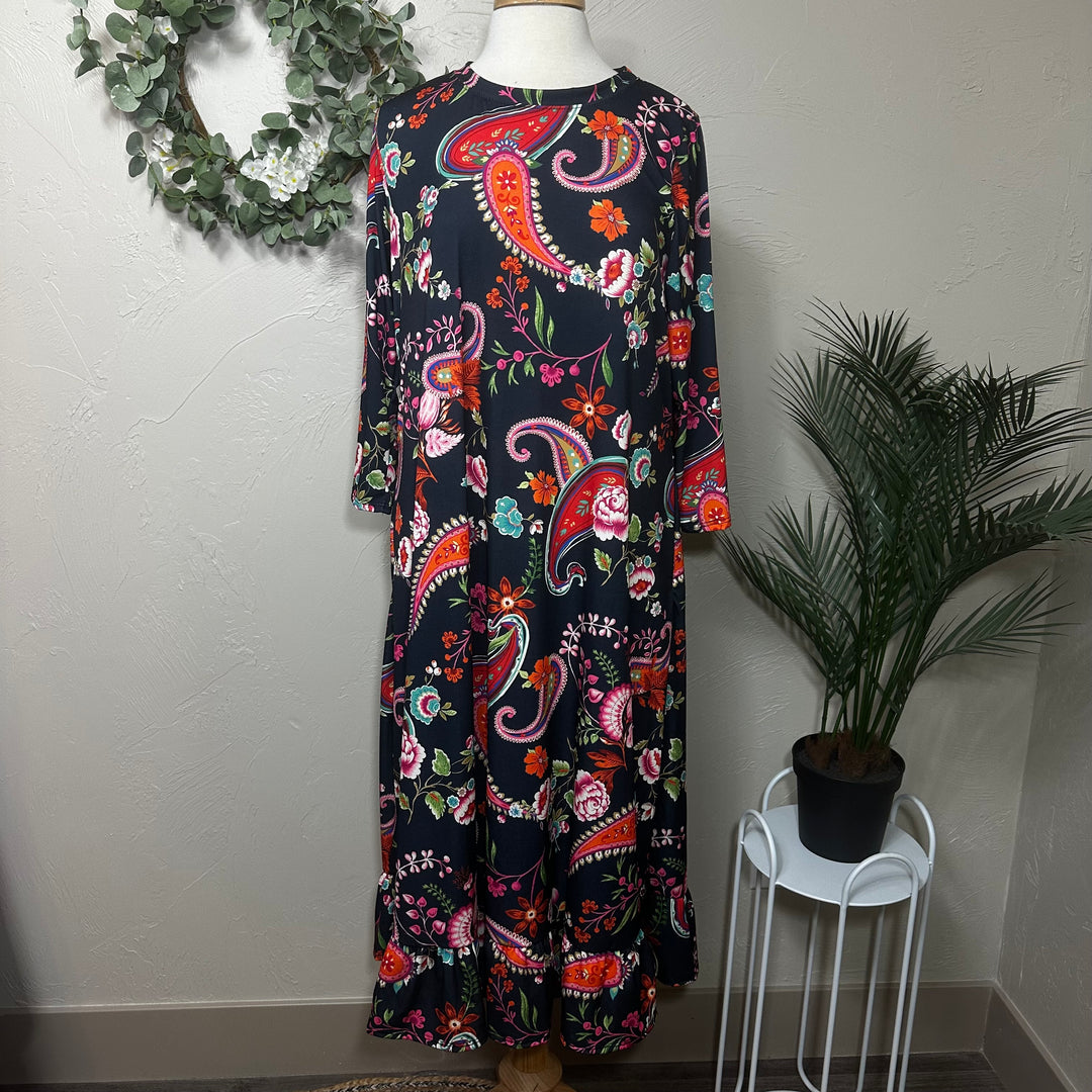 Liza Lou's Paisley w/ bottom flounce ruffle Modest Women's Dress