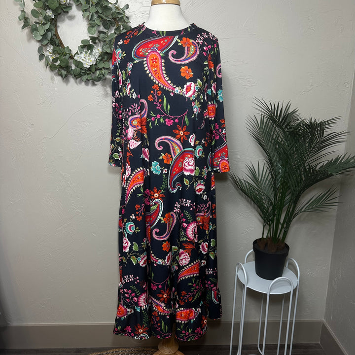 Liza Lou's Paisley w/ bottom flounce ruffle Modest Women's Dress