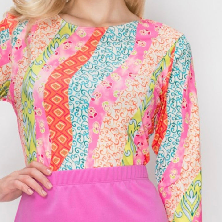 Liza Lou’s Colorful Bright Layering Top
