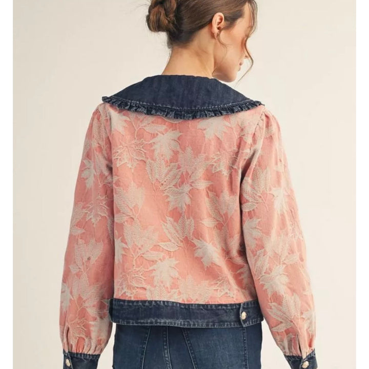 Liza Lou's Matilda Classy Jacquard Pink w/ Denim Contrast Jacket