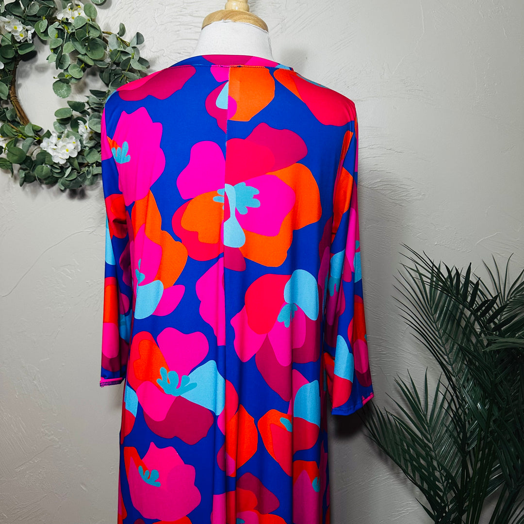 Liza Lou's Bright Colorful Bottom Flounce Ruffle Modest Women's Dress