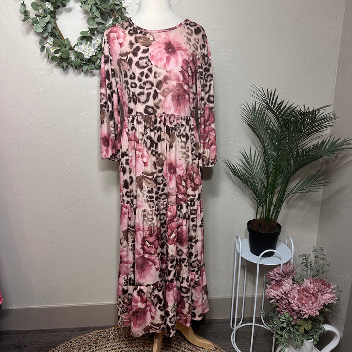 Liza Lou’s Estella Animal Print Floral Modest Dress