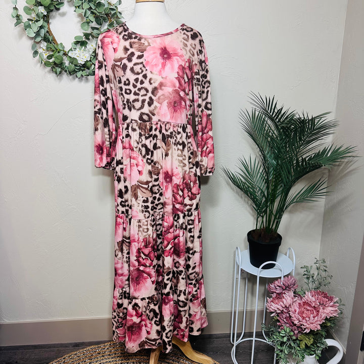 Liza Lou’s Estella Animal Print Floral Modest Dress