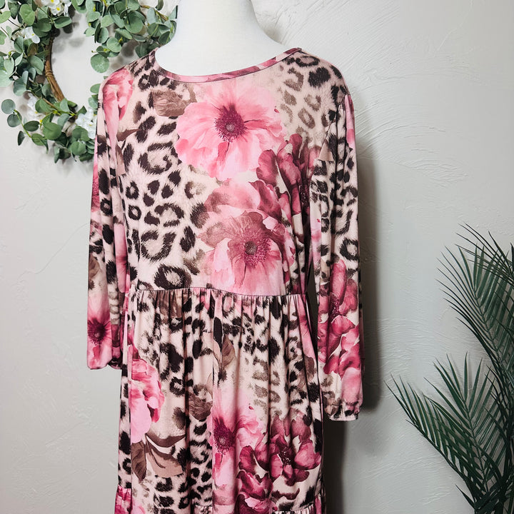 Liza Lou’s Estella Animal Print Floral Modest Dress