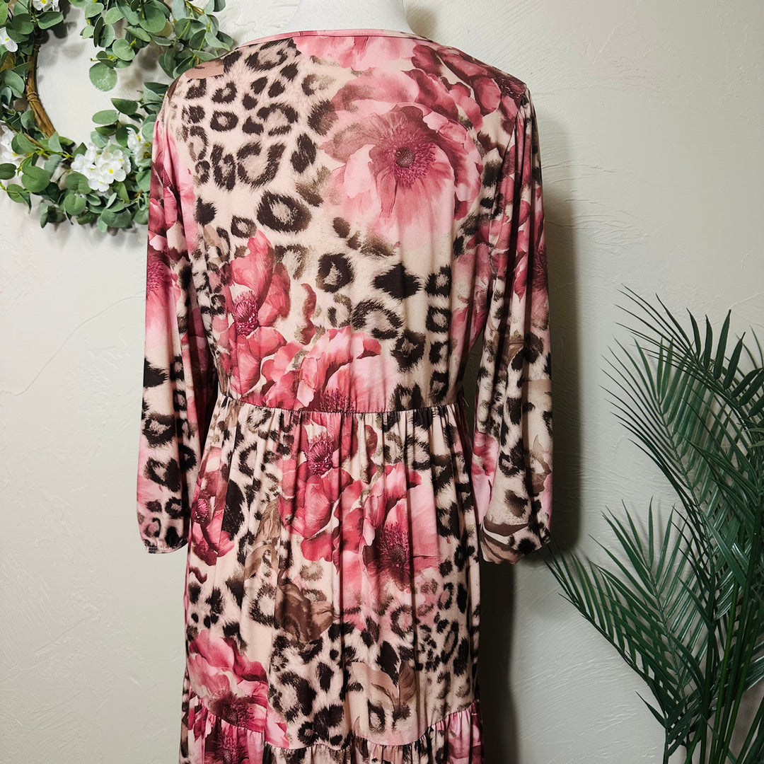 Liza Lou’s Estella Animal Print Floral Modest Dress