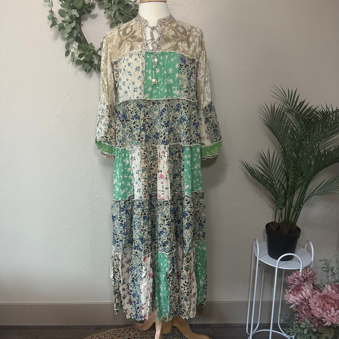 Liza Lou's Basil Velour Colorful Boho Dress