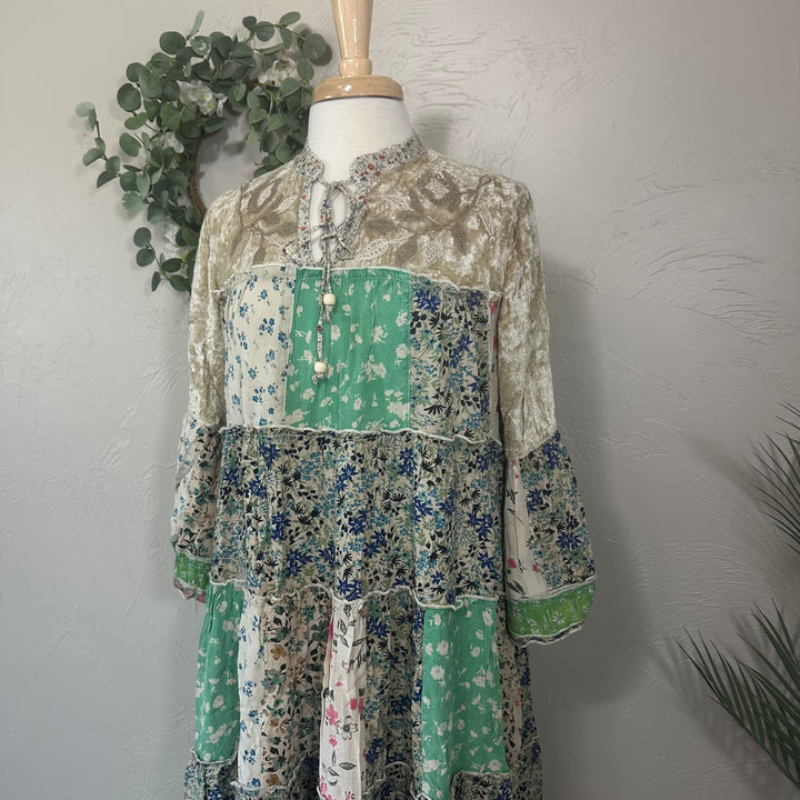 Liza Lou's Basil Velour Colorful Boho Dress