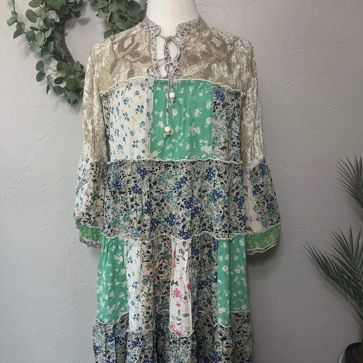 Liza Lou's Basil Velour Colorful Boho Dress