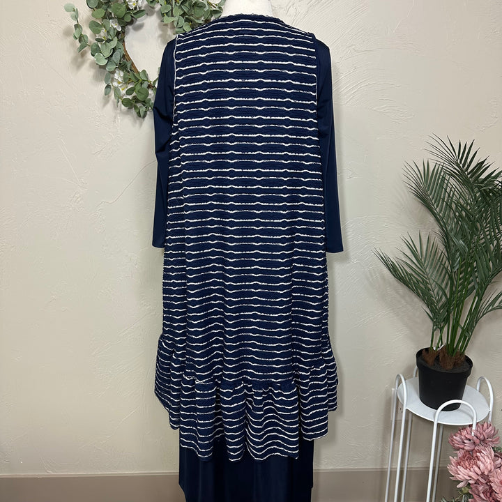 Liza Lou's Ladies Black or Navy Textured High Low Modest Ruffled Vest