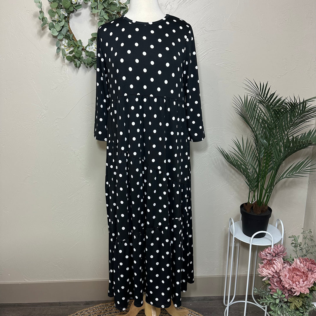 Liza Lou’s Black with White Polka Dots Long Women’s Dress