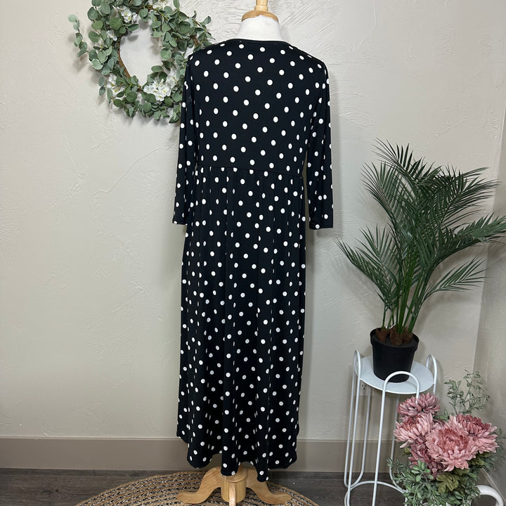 Liza Lou’s Black with White Polka Dots Long Women’s Dress