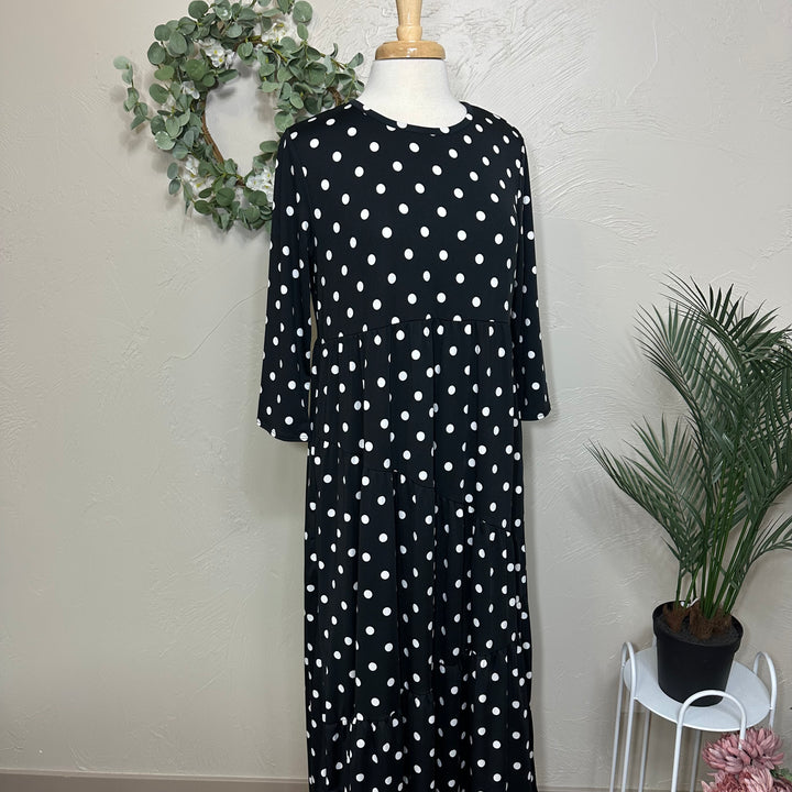 Liza Lou’s Black with White Polka Dots Long Women’s Dress