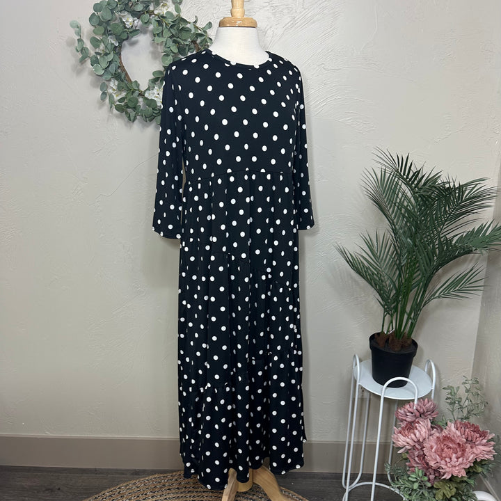 Liza Lou’s Black with White Polka Dots Long Women’s Dress