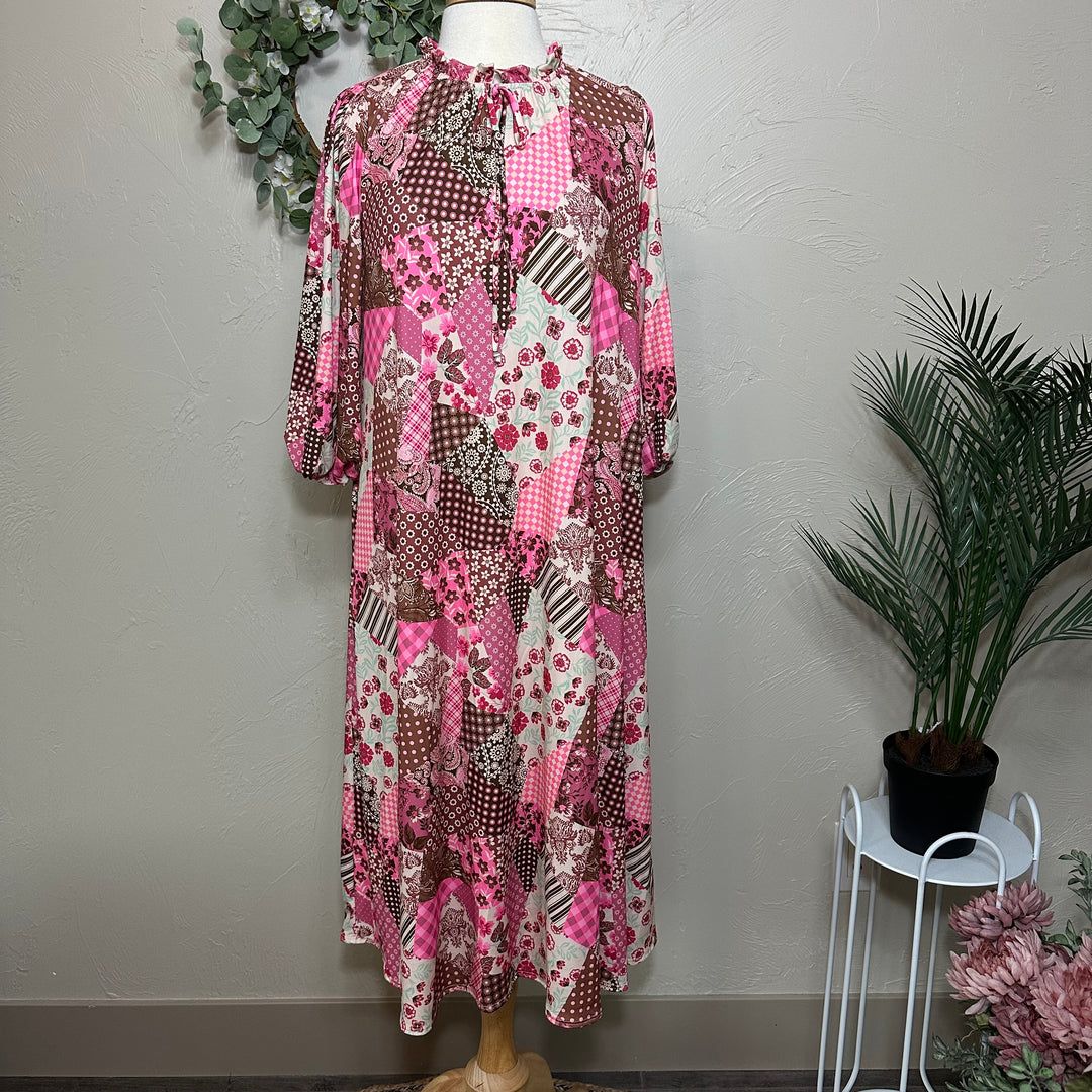 Liza Lou's Pink Fall Patchwork Dress
