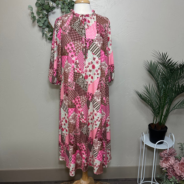 Liza Lou's Pink Fall Patchwork Dress