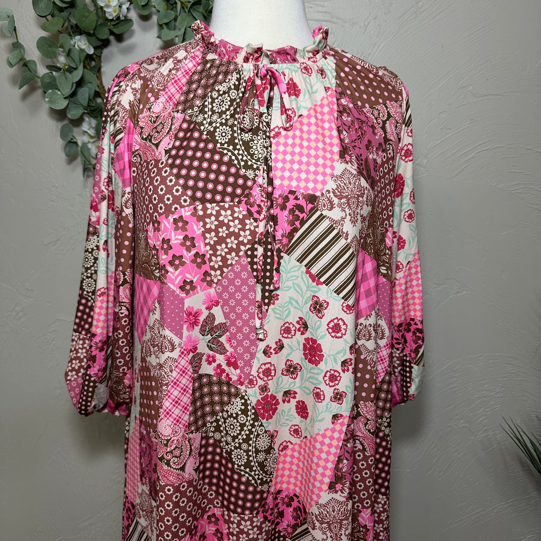 Liza Lou's Pink Fall Patchwork Dress