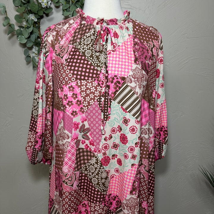 Liza Lou's Pink Fall Patchwork Dress